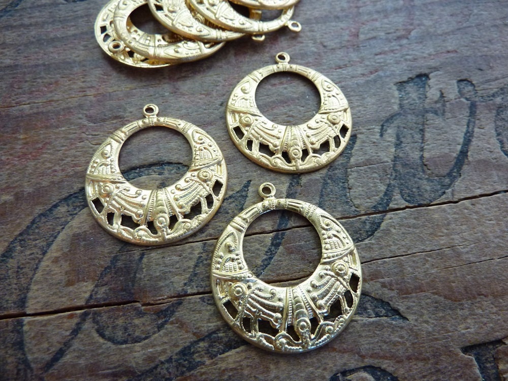 Gold Plated Ornate Brass Stamping LAST 4