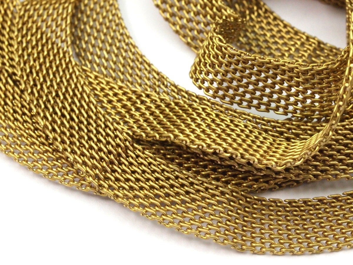 5 M 8x1mm Raw Brass Mesh Chain Mesh 041 Z085