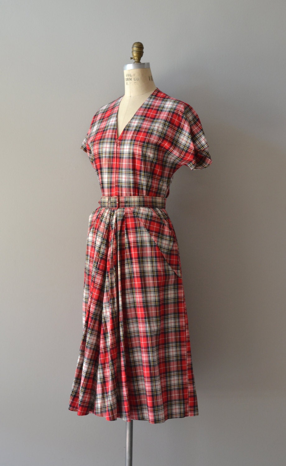 Wasem plaid dress / vintage plaid 50s dress / cotton 1950s