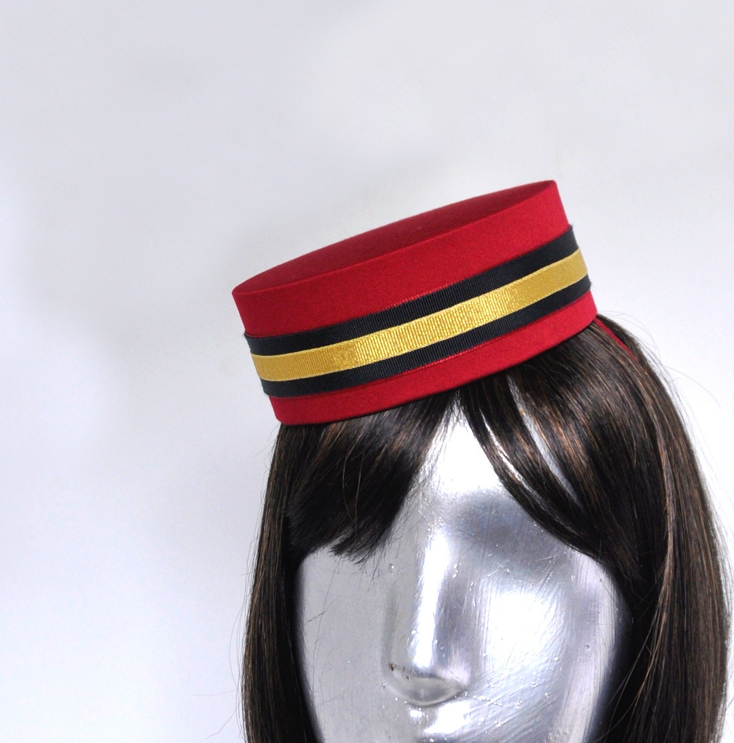 Pillbox Hat in Red Classic Cigarette Girl or Usher or