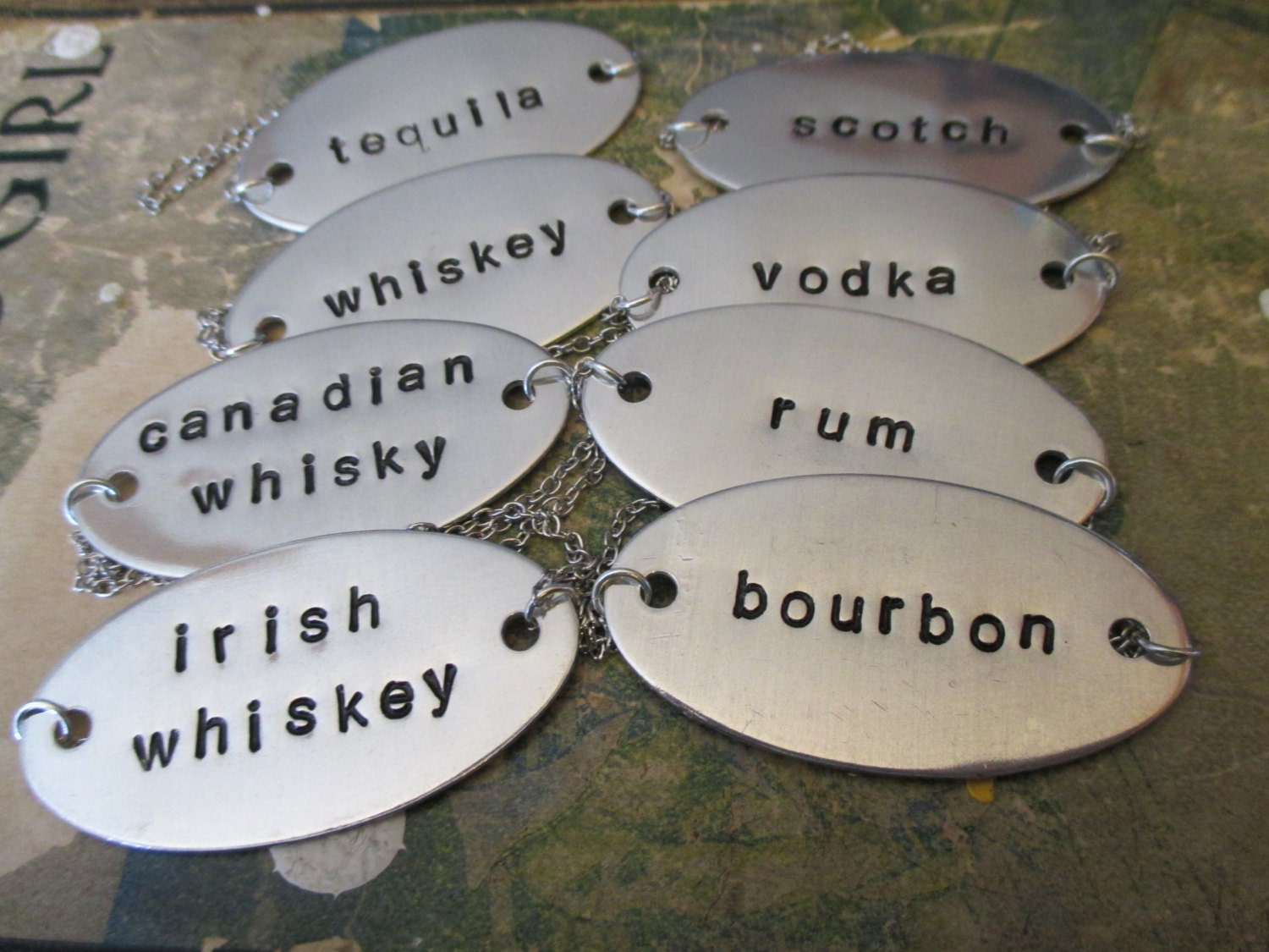 Custom Hand Stamped Decanter Tag Large