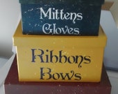 Primitive Stacking Christmas Boxes--Mittens--Bows--Bells 
