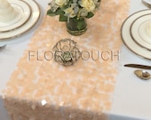 Peach Dazzle Square Sequin Table Runner Wedding Table Runner