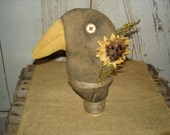Charlie Crow's Sunflower, Primitive, Rustic, Crow with Sunflower, Home Decor, Spring, Summer, Fall