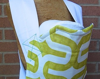 Reversible Mei Tai Carrier - Grey Flowers and Lime Design