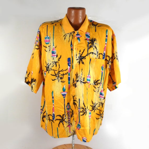 Hawaiian Shirt Vintage 1980s Hawaii Rayon Print Men's size
