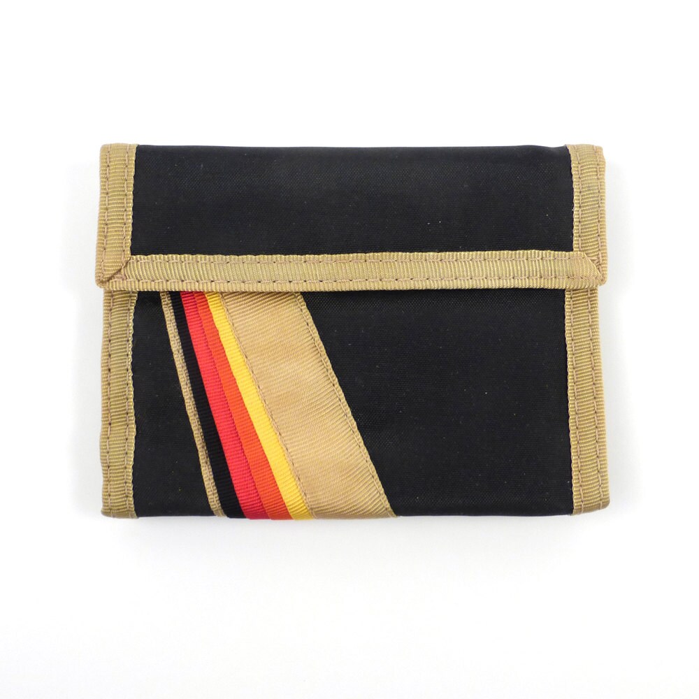 Vintage 1980s Black and Tan Rainbow Velcro Wallet