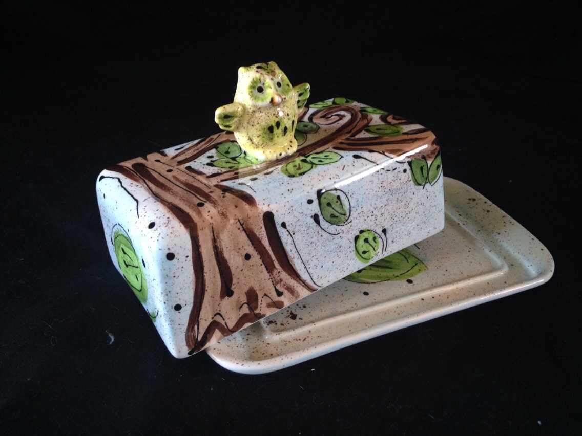 Owl double butter dish.... European style