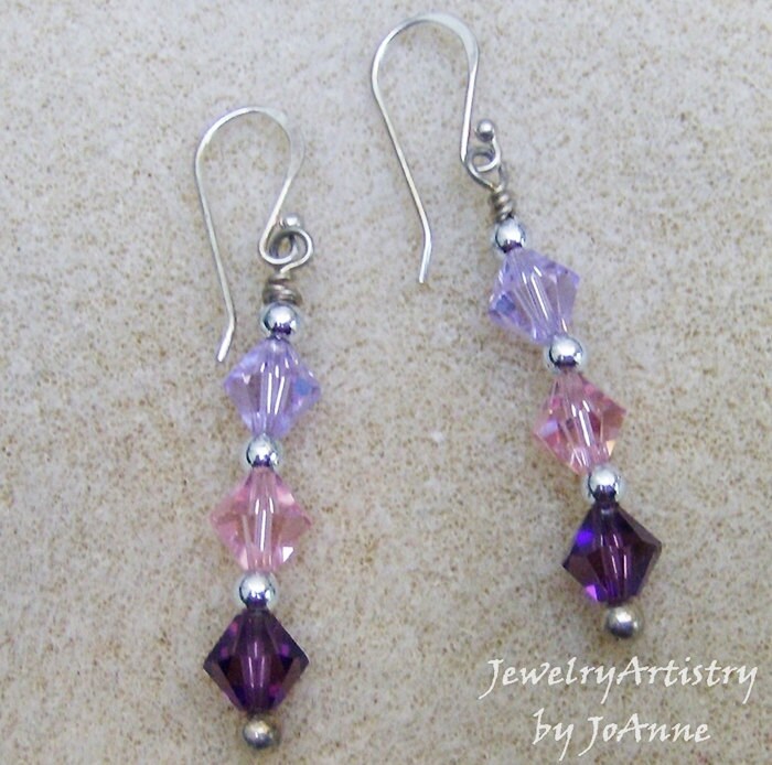Swarovski Crystal Earrings Handmade Sterling Silver by