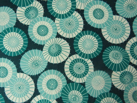 2496A Japanese Kimono Umbrellas Fabric in Teal Green