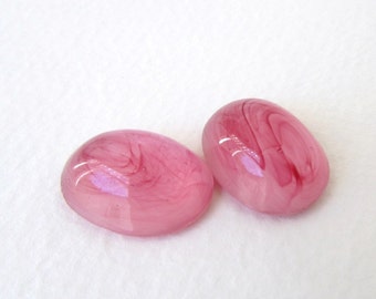 Vintage Glass Cabochon Rose Pink Marble Swirl Cherry Brand Japan 20x15mm gcb0951 (2)