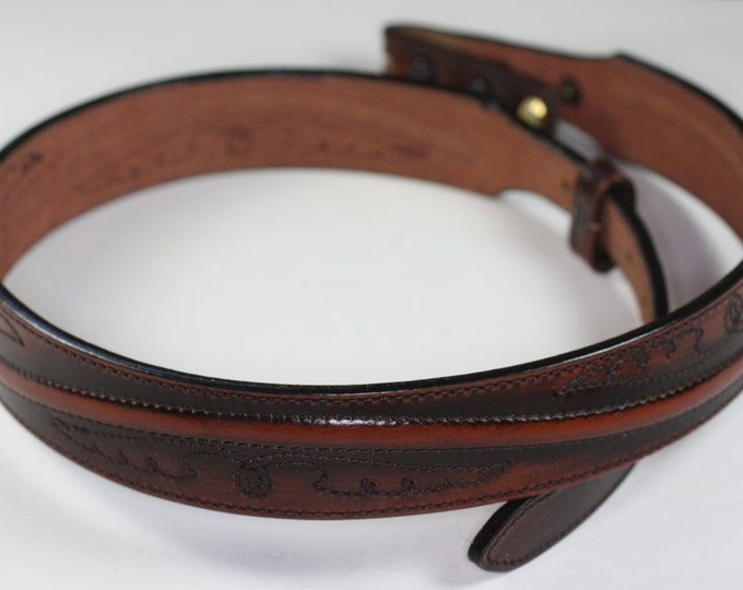 Larry Mahan Western Cowboy Belt Leather Size 30 Vintage