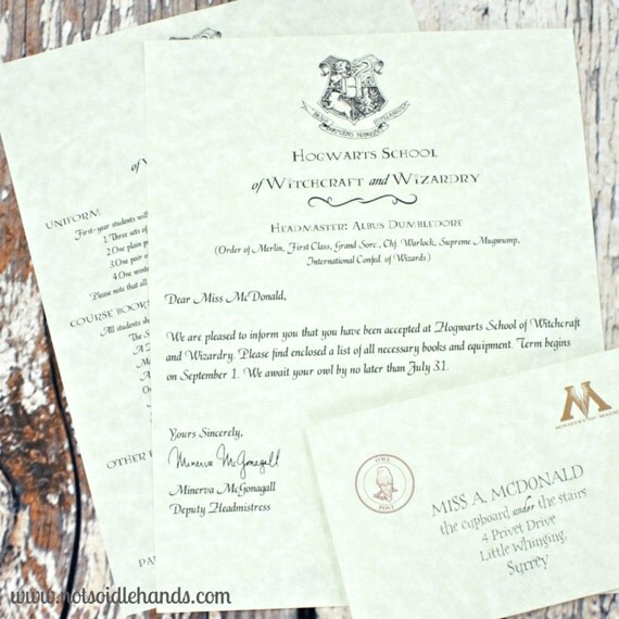 Custom Harry Potter Acceptance Letter with Printed Parchment