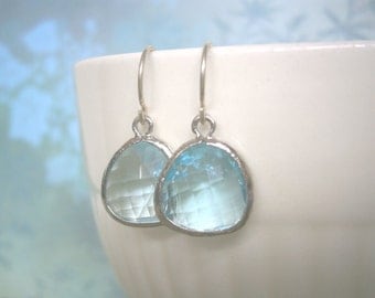 Aquamarine Earrings, Blue Earrings, Silver Earrings, Wife, Sister, Best Friend, Mother
