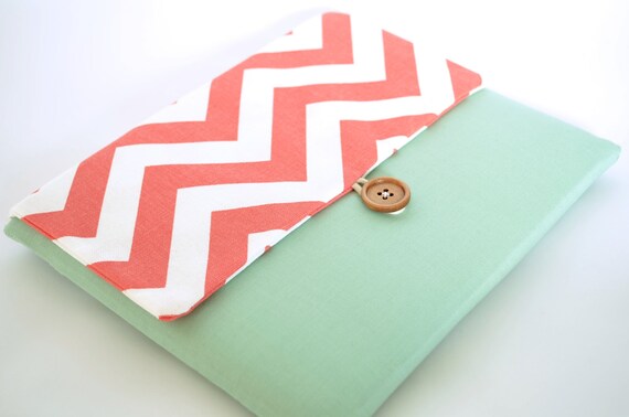 Coral Chevron Laptop Case with Pocket Laptop by bertiescloset Coral Chevron Laptop Case with Pocket Laptop by bertiescloset