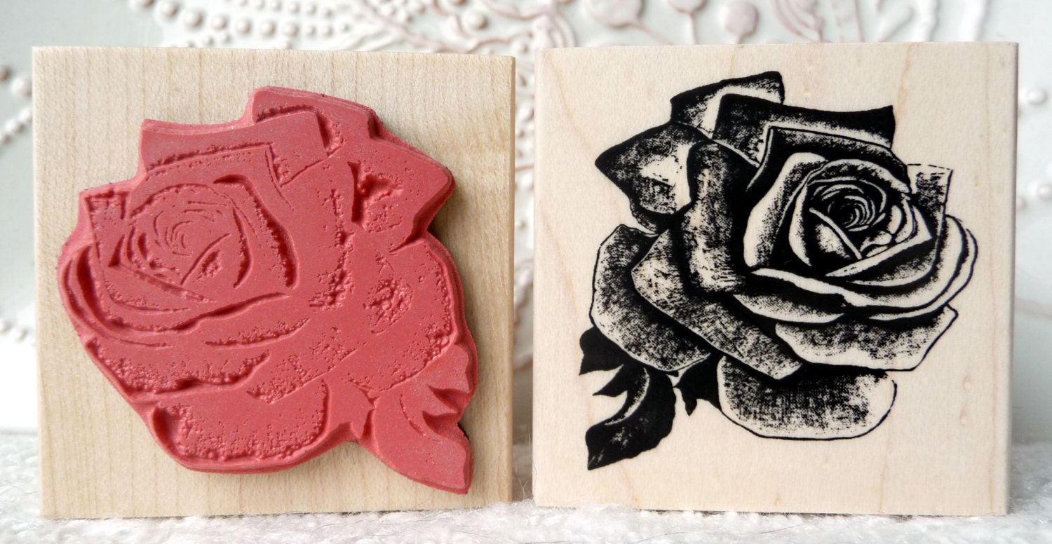 Vintage Rose rubber stamp from oldislandstamps from oldislandstamps on