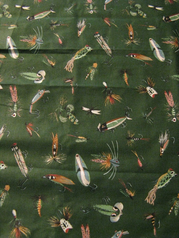 Fly Fishing print Fabric Cotton 1.5 yards