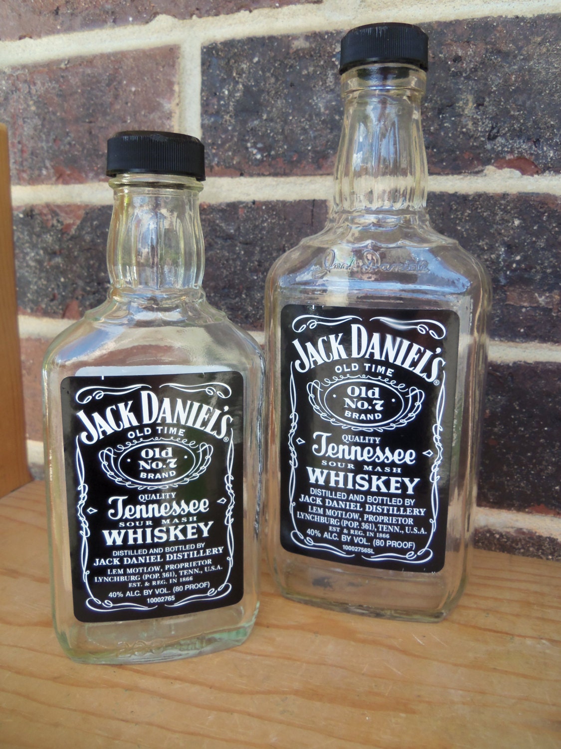 Set of Two Empty Bottles Jack Daniels Whiskey Flask by The5thHouse