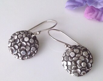 Medallion earrings in fine silver by StClairBoutique on Etsy