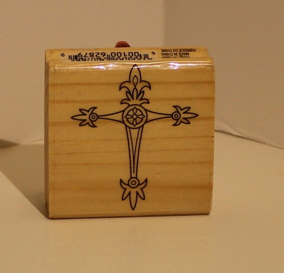 Ornate Christian CROSS Rubber Stamp