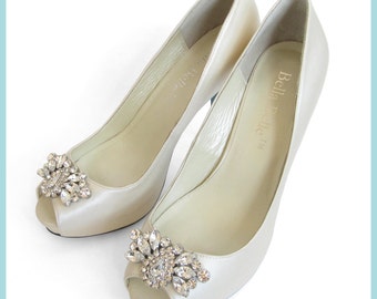 peep toe ivory bridal shoes