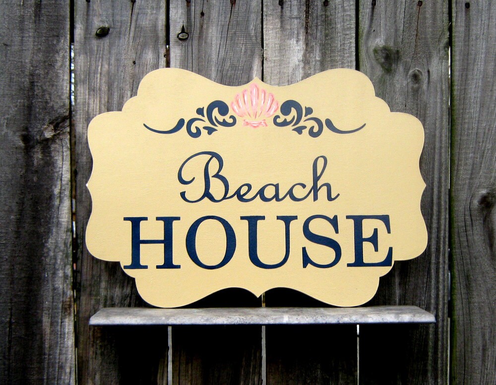 Beach House Sign Painted Sign Wood Sign Plaque Beach House