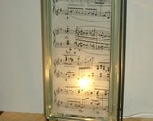 Night Light FREE SHIPPING Eco-Friendly Music Score handmade Glowblock glass block lamp for piano decor, piano teacher gift, music lover