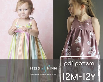 Summer Maxi Dress pattern and tutorial PDF 12m-12y easy sew long tank dress tunic