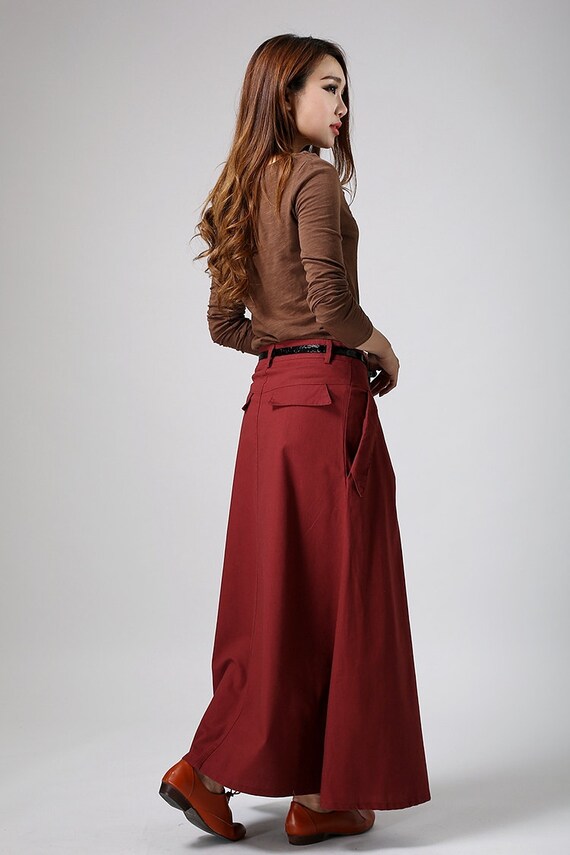 red skirt long skirt womens skirts made to order flowy