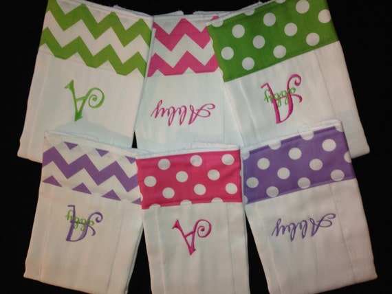 Personalized Monogrammed Baby Burp Cloth Set of 6 by cjrcabbott