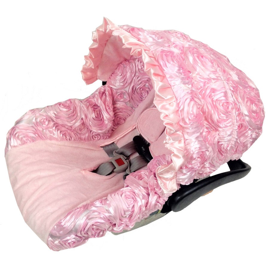 3D Roses Baby Pink Infant Car Seat Covers by RitzyBabyOriginal