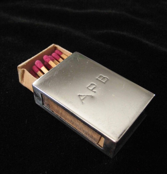 Sterling Silver Matchbox Cover w/ Original Antique Matches 2