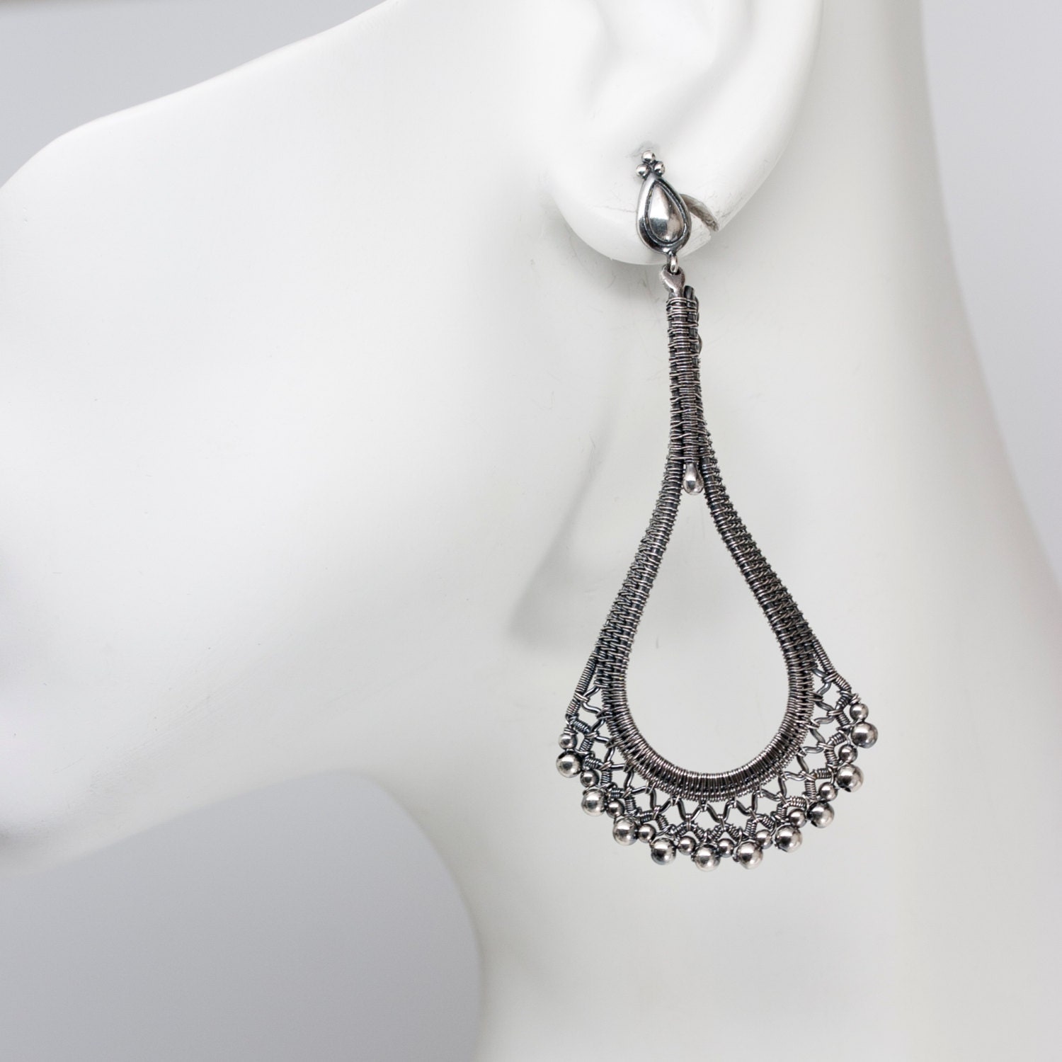 Fine Silver Chandelier Earrings Ruffles and Lace