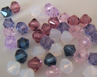 4mm Preciosa Czech Crystals - Frosty Lilac Mix
