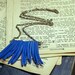 FRAY. Cobalt blue coconut stick bead fringe necklace. Handmade eco friendly rustic necklace