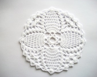 Crochet Flower Doily White Cotton Lace Heirloom Quality