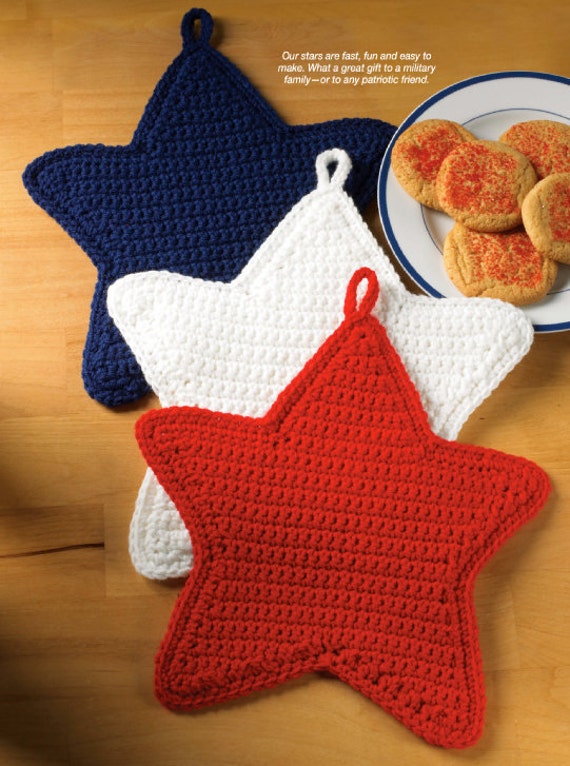 Items similar to X660 Crochet PATTERN ONLY Patriotic Stars Pot Holder