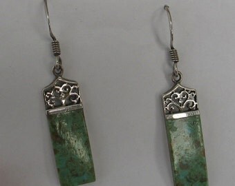 SALE Vintage Sterling Green Turquoise Earrings