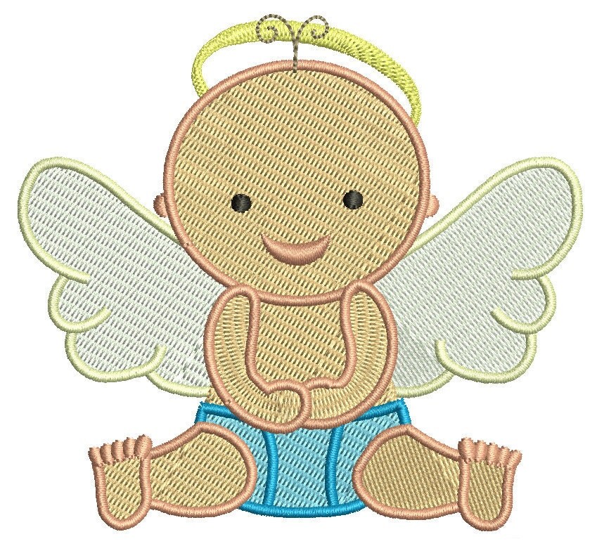 Angel baby machine embroidery design. Cute baby by Embroidalot