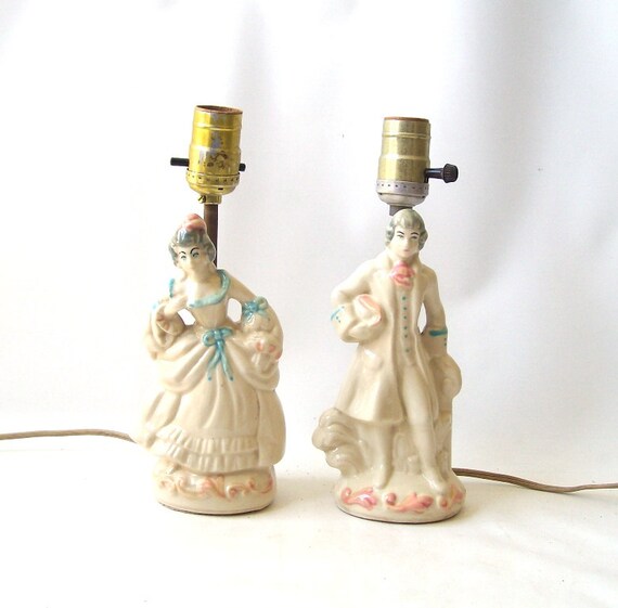 RESERVED FOR PENNEY vintage pair victorian figurine lamps