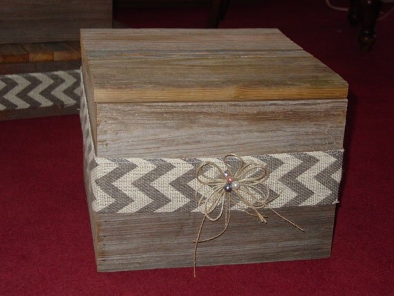 Items similar to Taupe Chevron Rustic Wedding Card Box