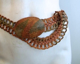 vintage. Copper Green Metal Woven Handmade Belt // S to L