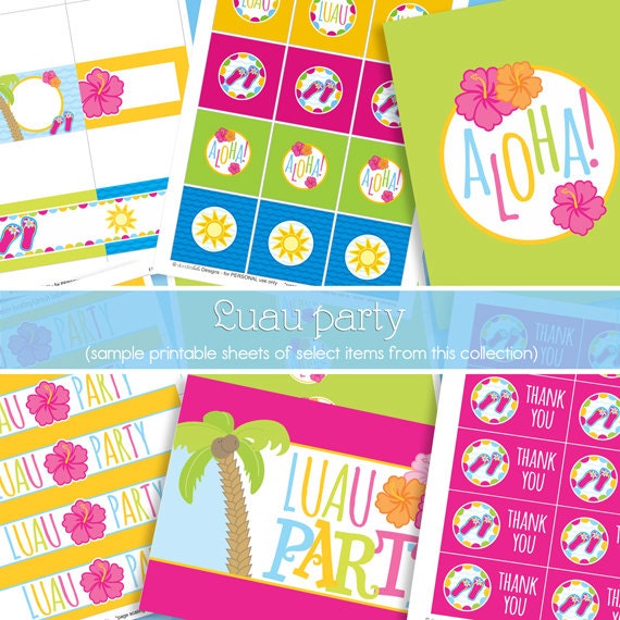 Party printables DIY Party Favors Luau Party decorations Water