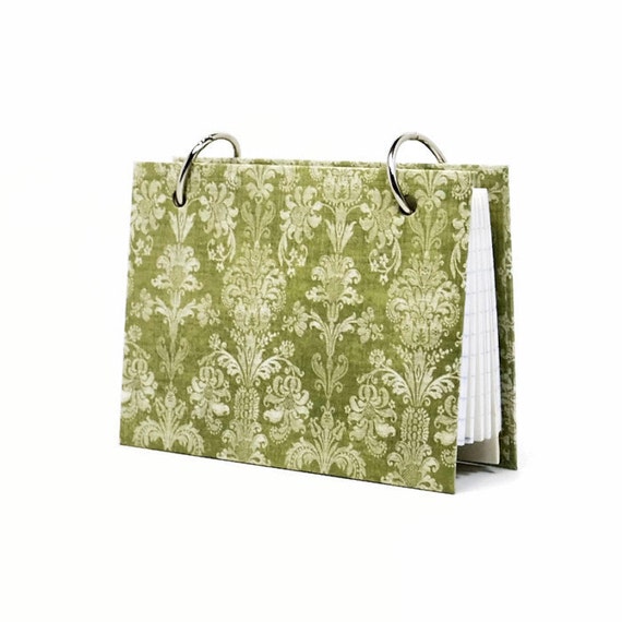 Index card binder celery green damask daily memory journal