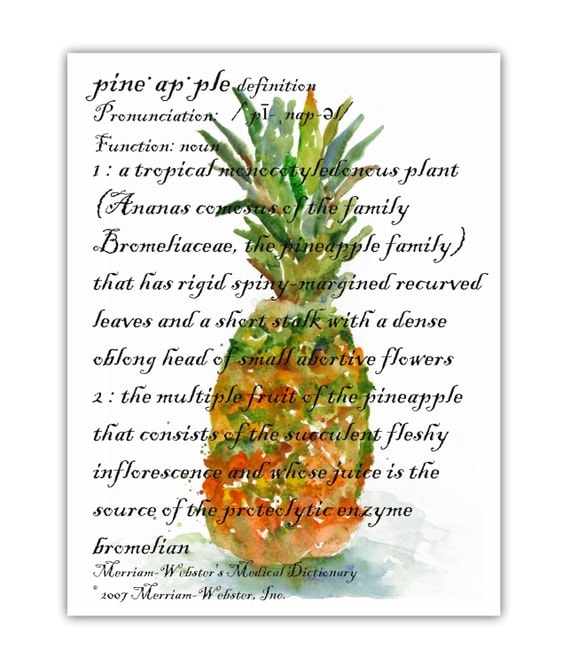 symbol hospitality for Pineapple 8x10, Art Print, Definition, Watercolor Fine With Watercolor