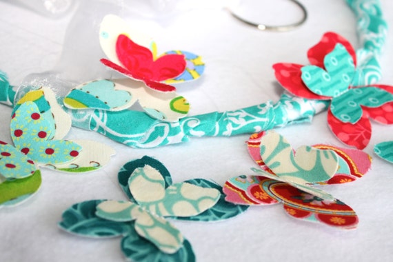Fabric Butterfly Mobile in Pink and Turquoise Il_570xn