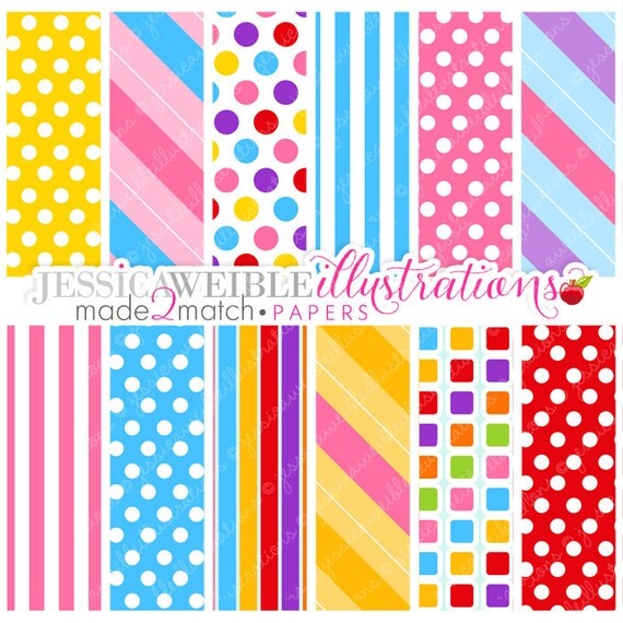 Made 2 Match: I Want Candy Cute Digital Papers - Commercial Use Ok - Digital Backgrounds for Design Il_570xn