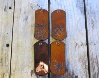 2 Handmade Leather Key Fobs with Free Initials