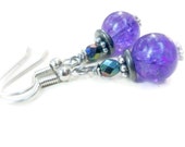 Purple Earrings Marble Jewelry Dangle Drop Gift for Teen Gift for Her