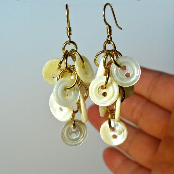 Repurposed Button Earrings Repurposed Jewelry Mother of